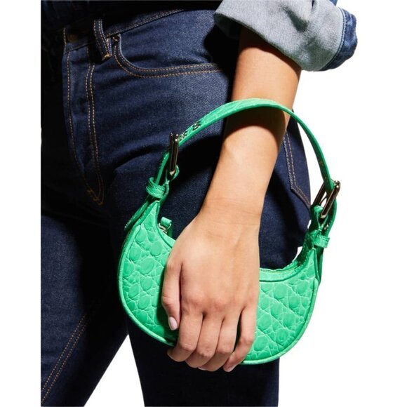 By Far Mini Soho Super Green Circular Croco Embossed Leather- Color Super Green - Picture 2 of 10